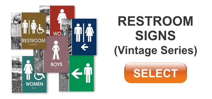 vintage series ADA restroom sign